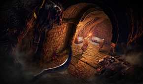 Two players exploring a dark cave in Elden Ring Nightreign.