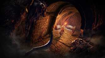 Two players exploring a dark cave in Elden Ring Nightreign.