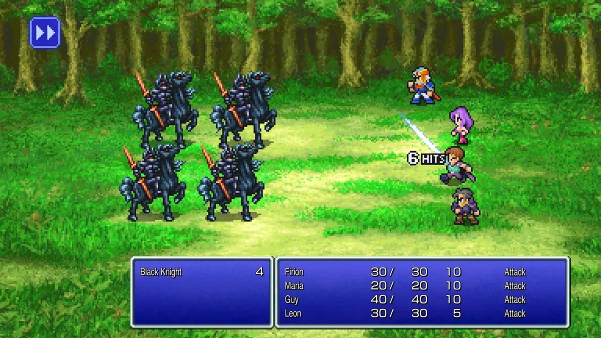 A screenshot of gameplay from Final Fantasy II Pixel Remaster