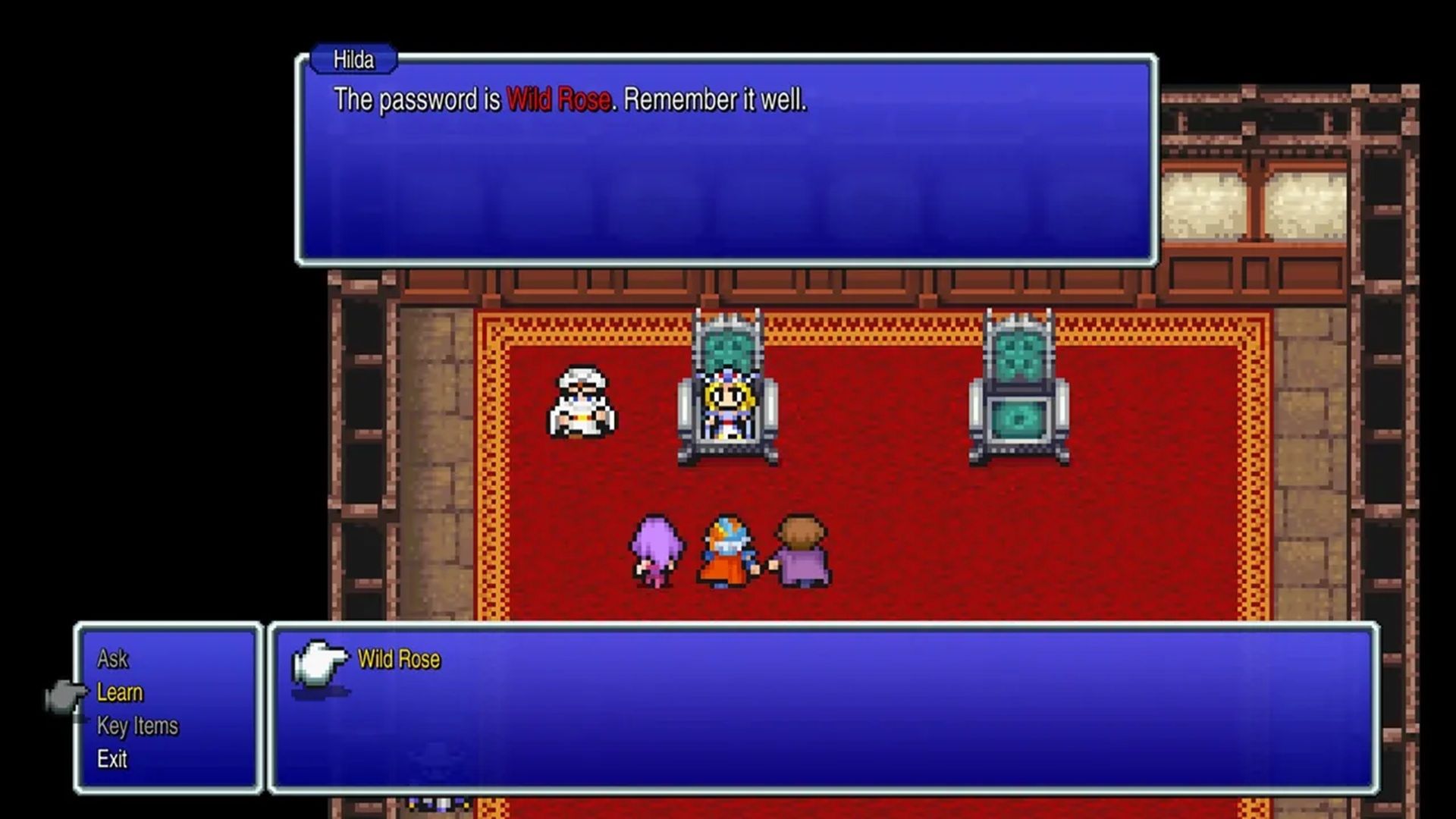 A screenshot of gameplay from Final Fantasy II Pixel Remaster