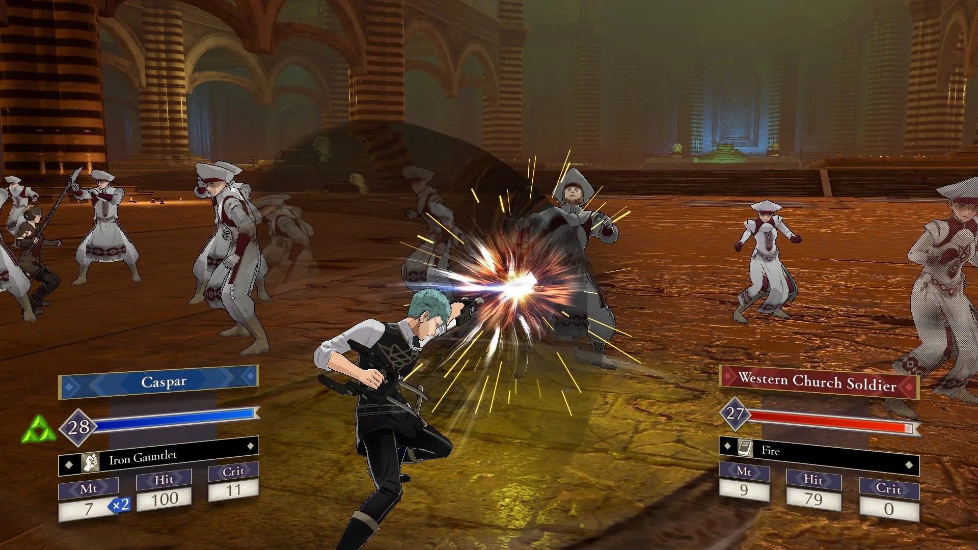 Fire Emblem Three Houses combat Caspar punching