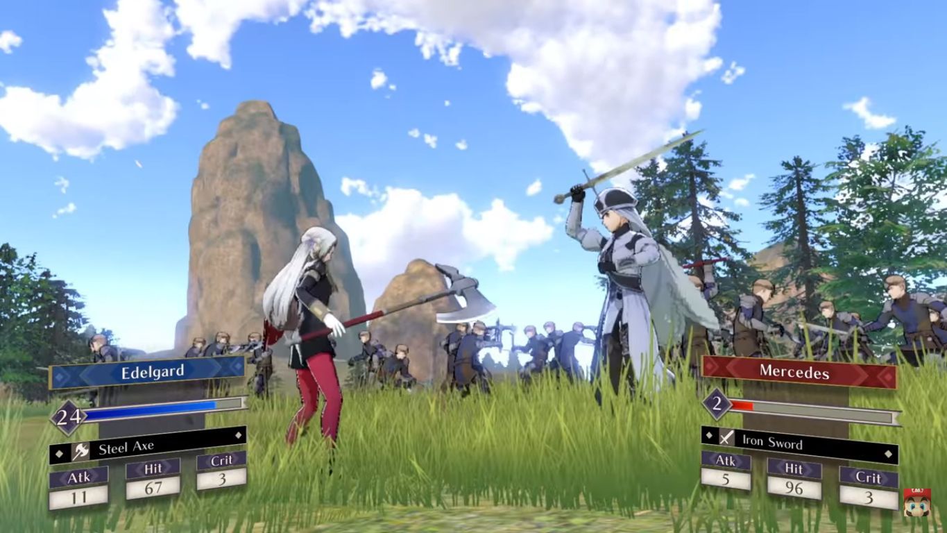 Fire Emblem Three Houses edelgard combat against Mercedes