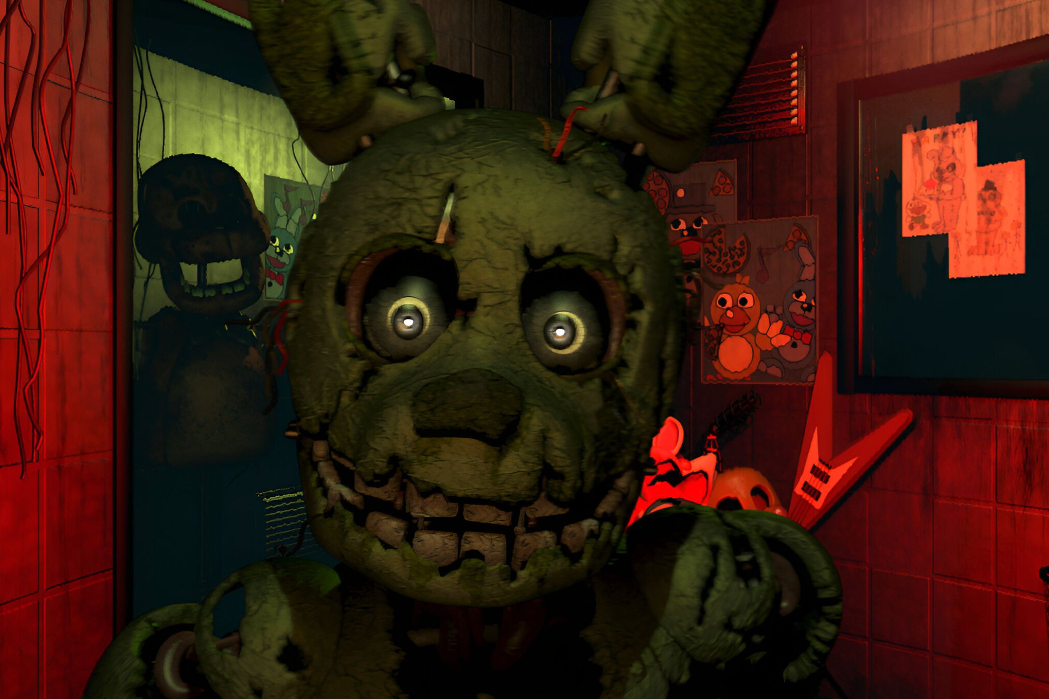 A jumpscare in Five Nights at Freddy's.