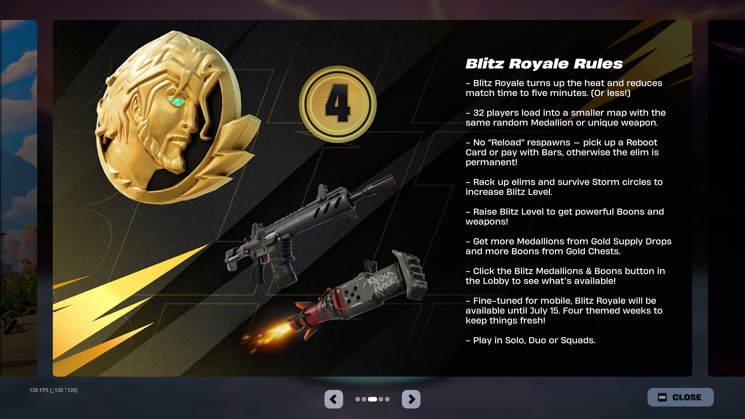 Rules for the Blitz Royale mode in Fortnite.