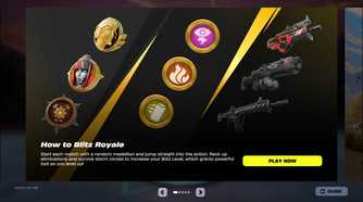 Medallions, boons, and weapons in the Blitz Royale mode in Fortnite.