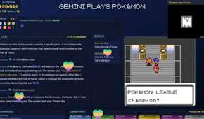 A shot of the moment when Gemini finished Pokemon Blue on live stream