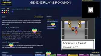 A shot of the moment when Gemini finished Pokemon Blue on live stream