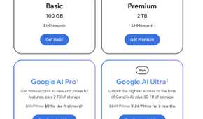 Google One pricing tiers