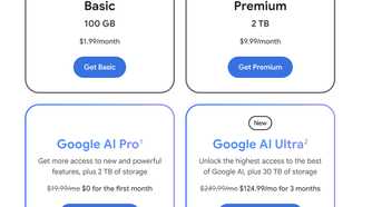 Google One pricing tiers