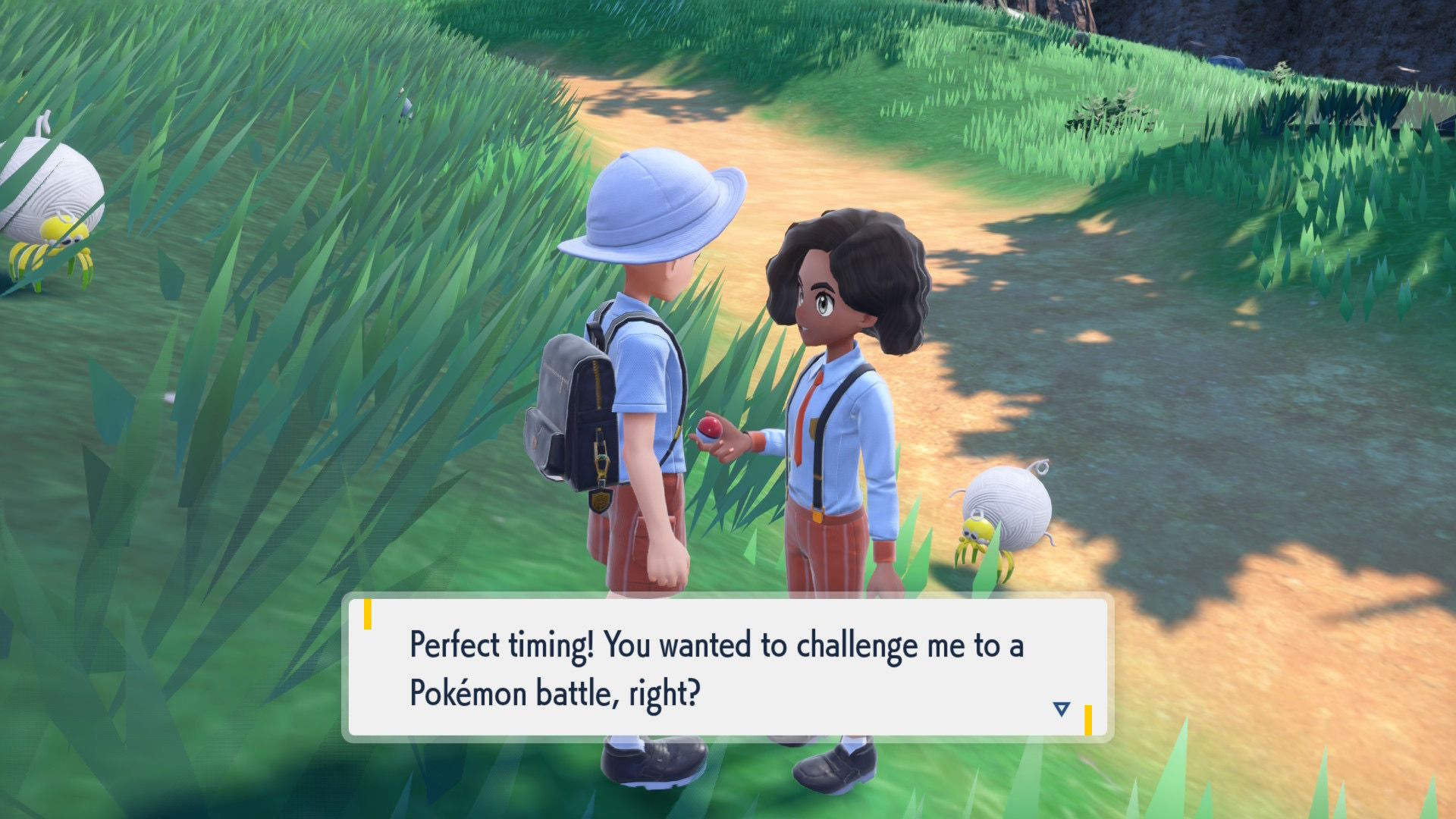 Pokémon Scarlet a fellow student challenging to a battle