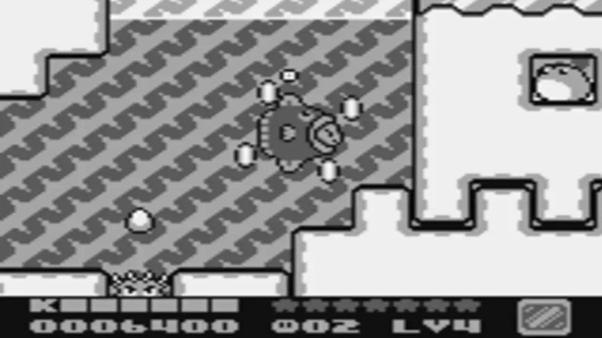 A screenshot of gameplay from Kirby's Dream Land 2