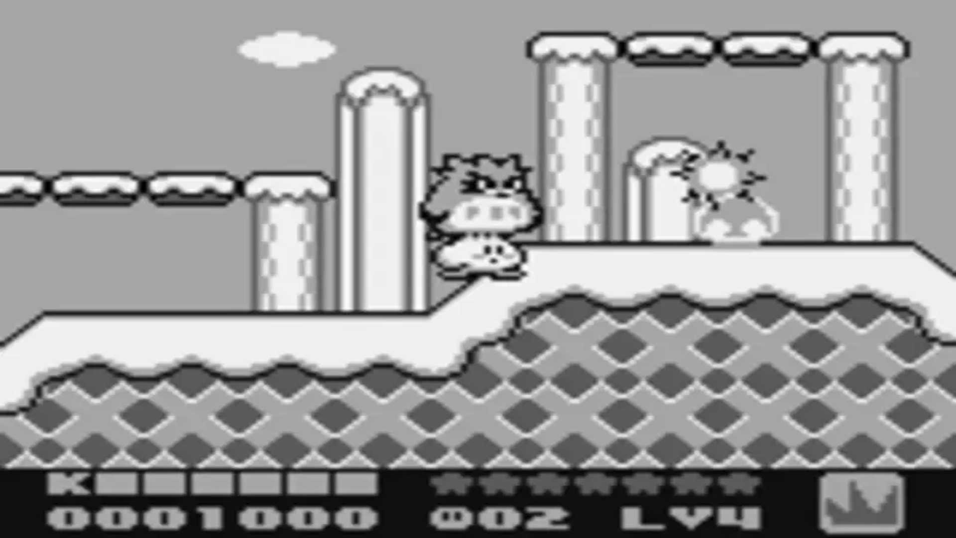 A screenshot of gameplay from Kirby's Dream Land 2