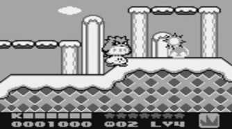 A screenshot of gameplay from Kirby's Dream Land 2
