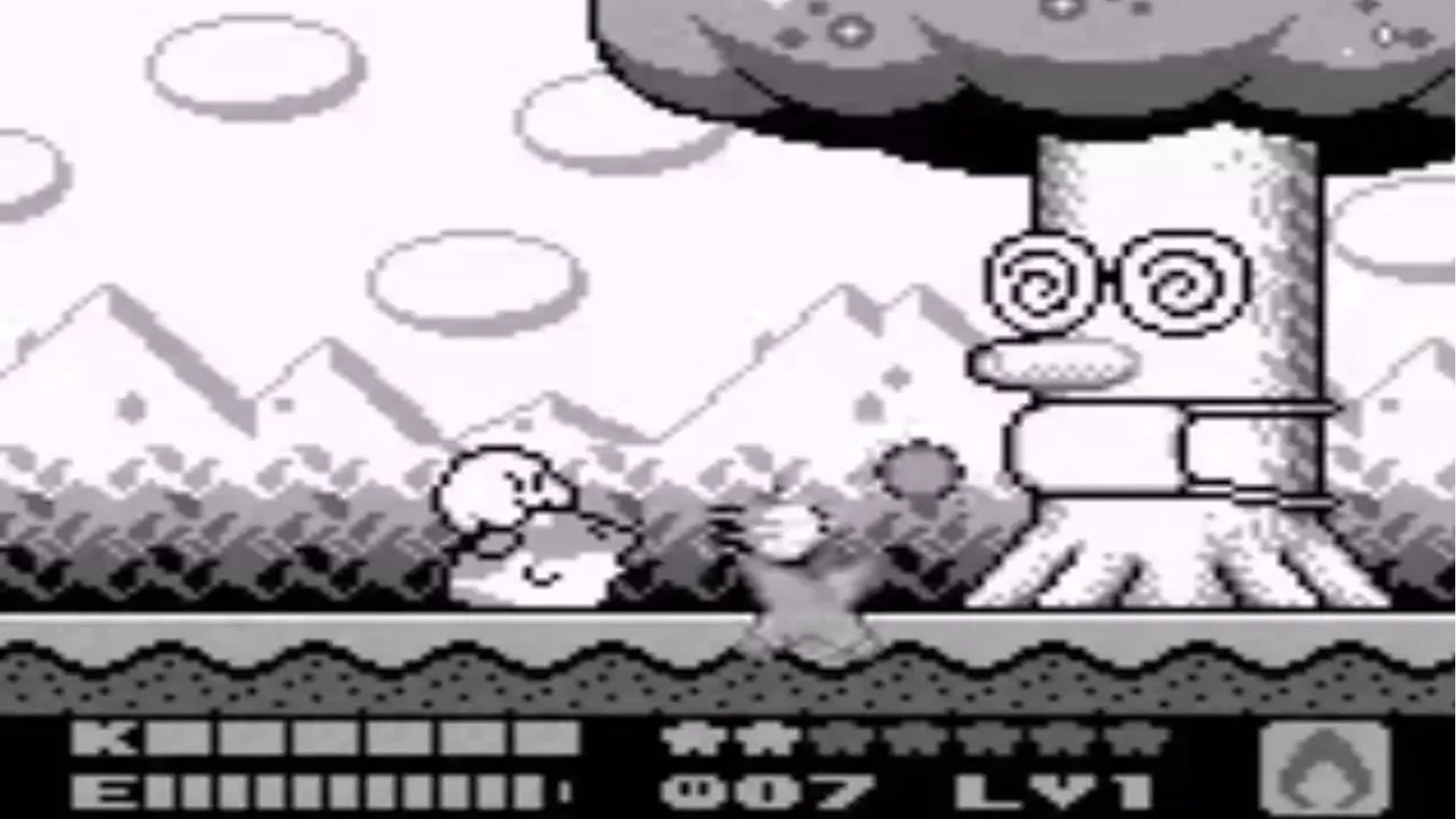 A screenshot of gameplay from Kirby's Dream Land 2