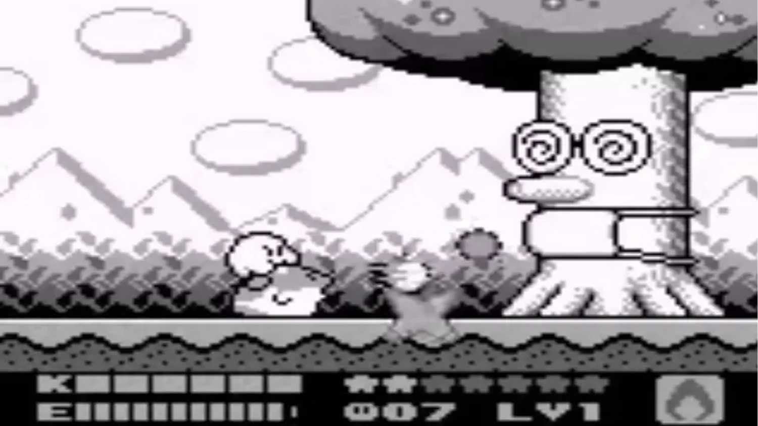 A screenshot of gameplay from Kirby's Dream Land 2