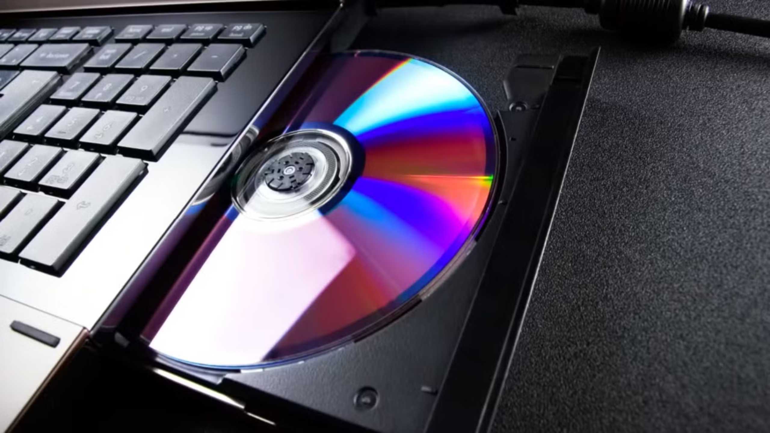 A DVD drive in a laptop.