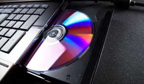A DVD drive in a laptop.