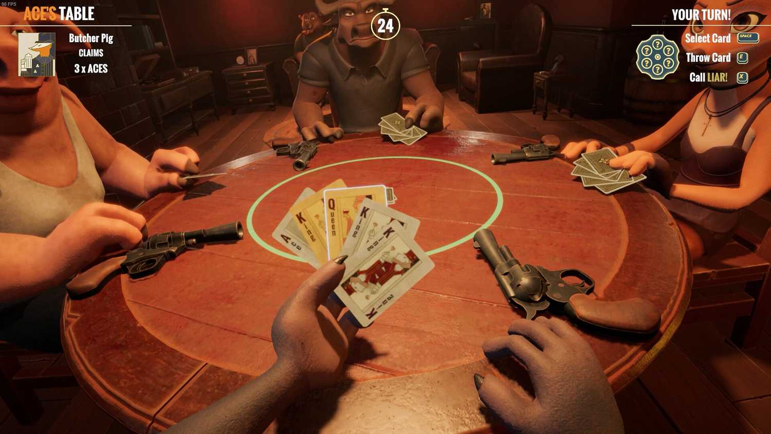 Screenshot from the game Liar's Bar.
