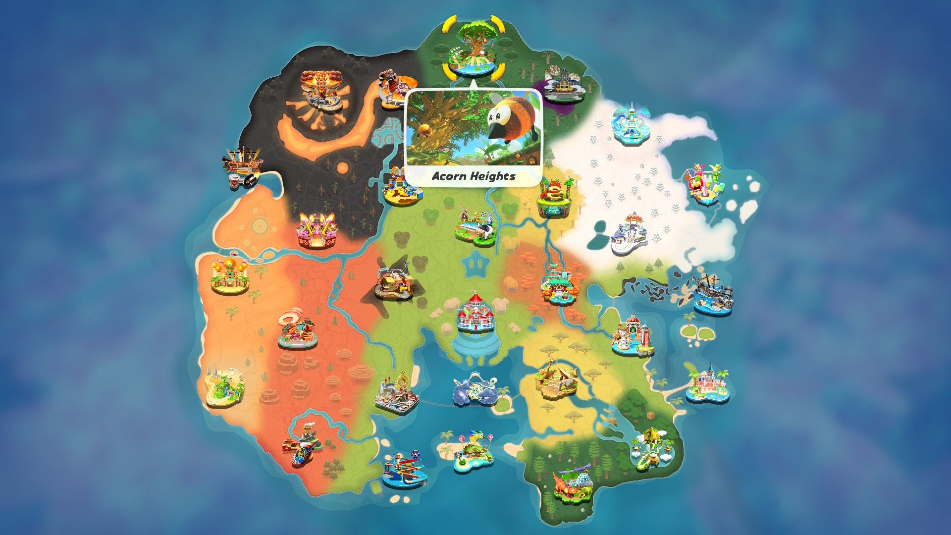 Mario Kart World Acorn Heights map