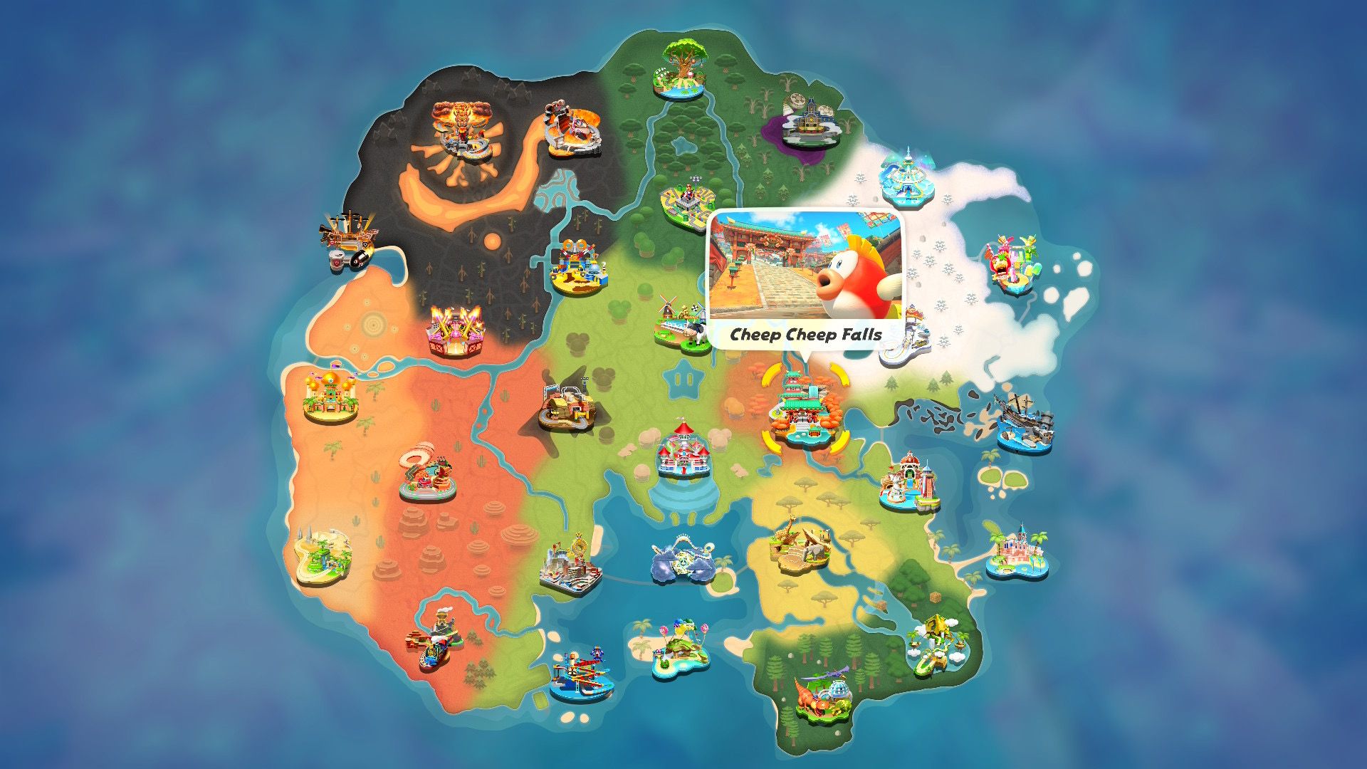 Mario Kart World Cheep Cheep Falls map
