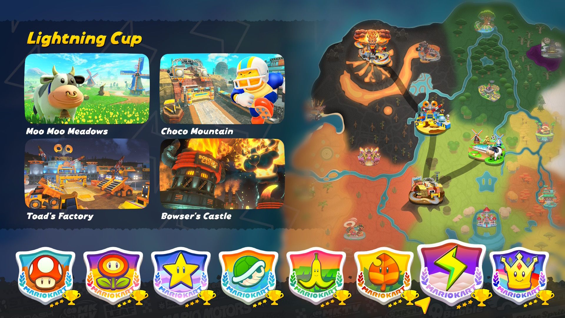 Mario Kart World Lightning Cup selection screen