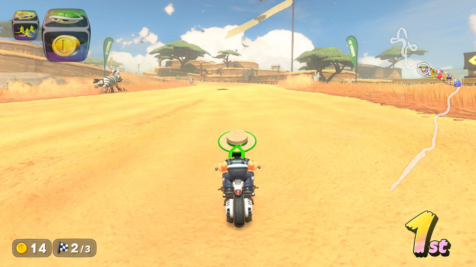 Mario Kart World Luigi in the desert