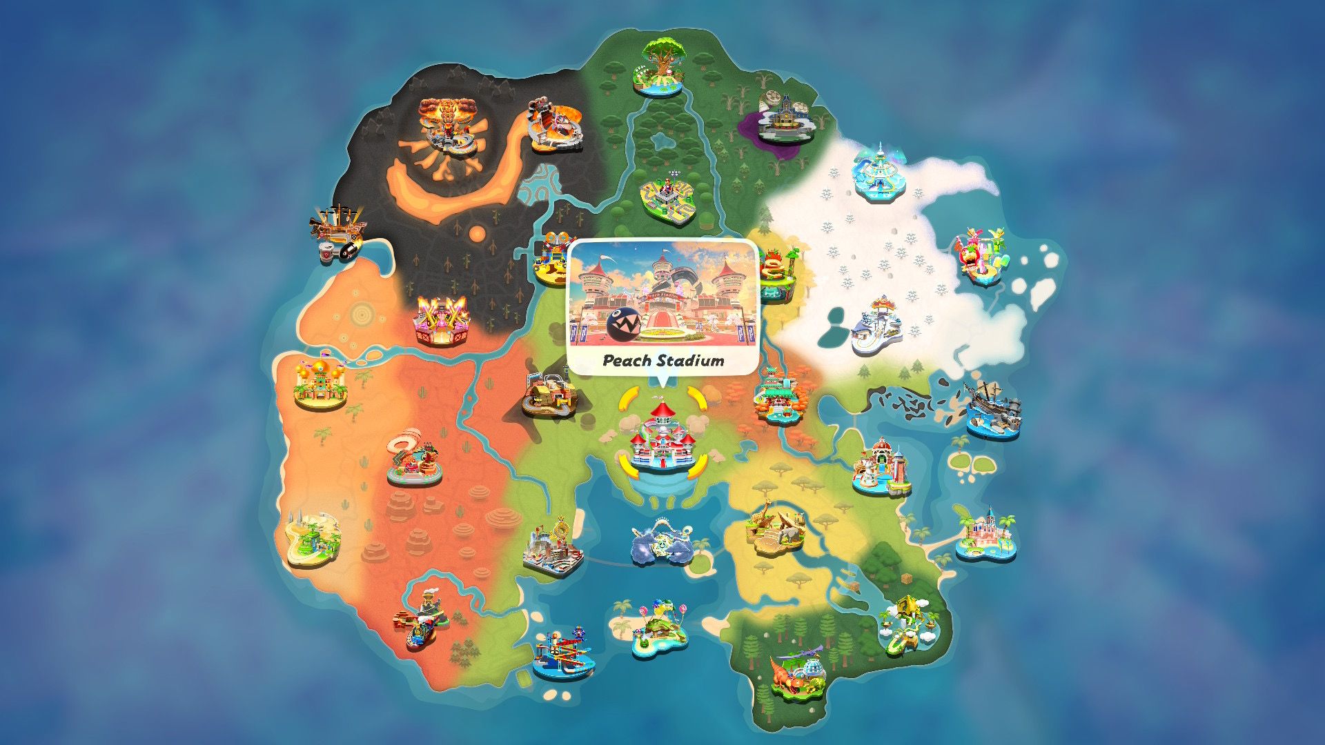 Mario Kart World Peach Stadium map