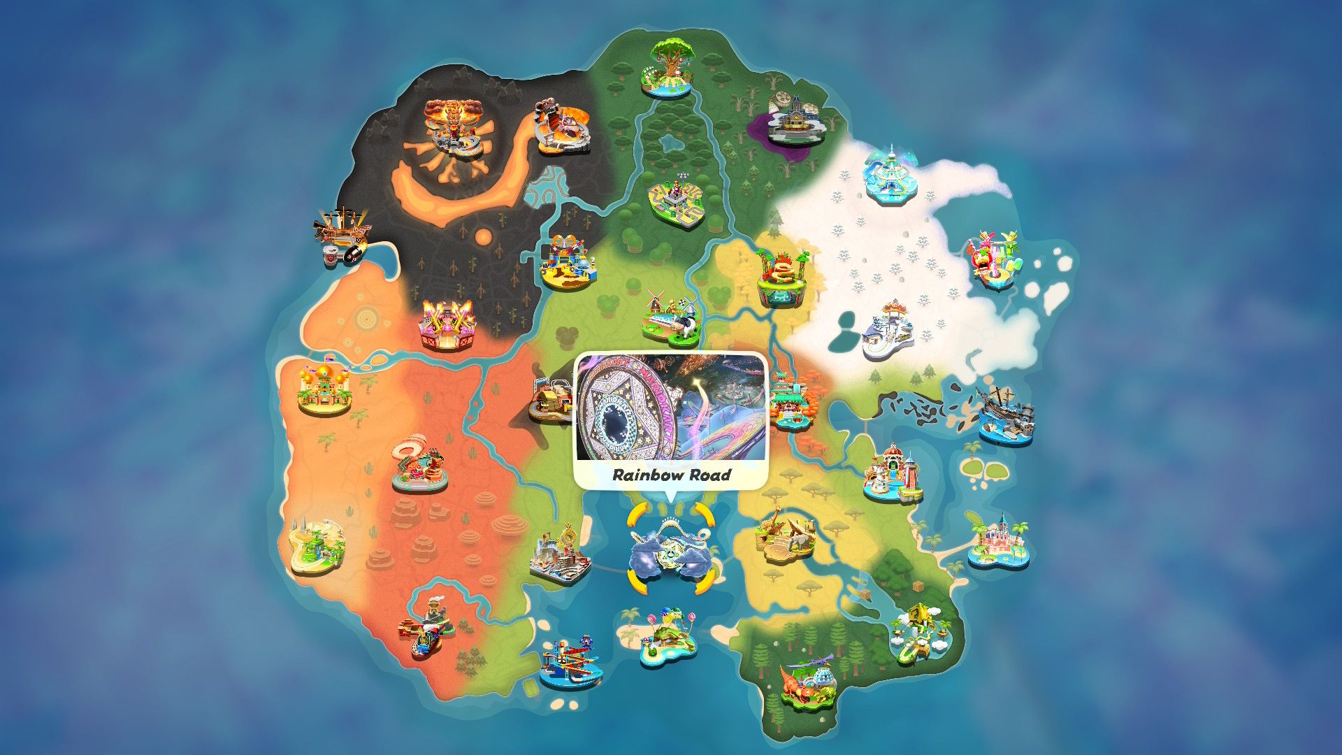Mario Kart World Rainbow Road map