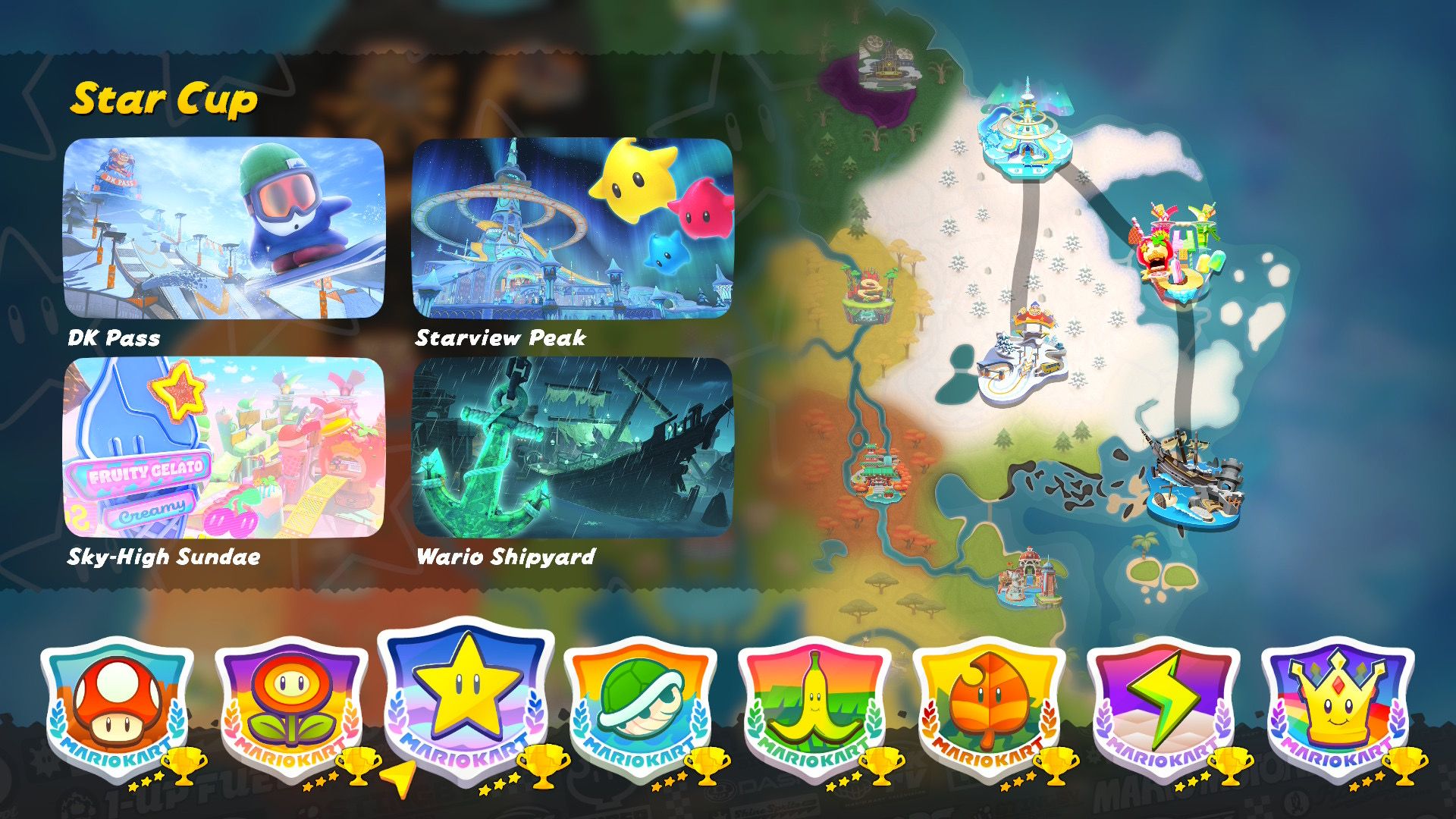 Mario Kart World Star Cup main menu