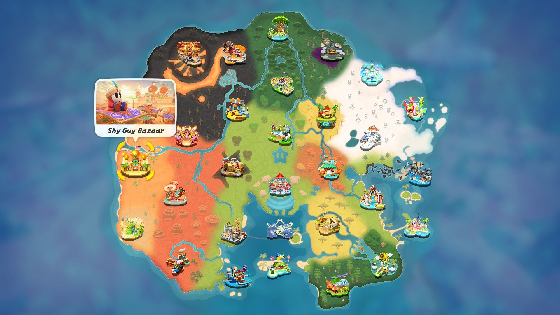 Mario Kart World shy guy bazaar map