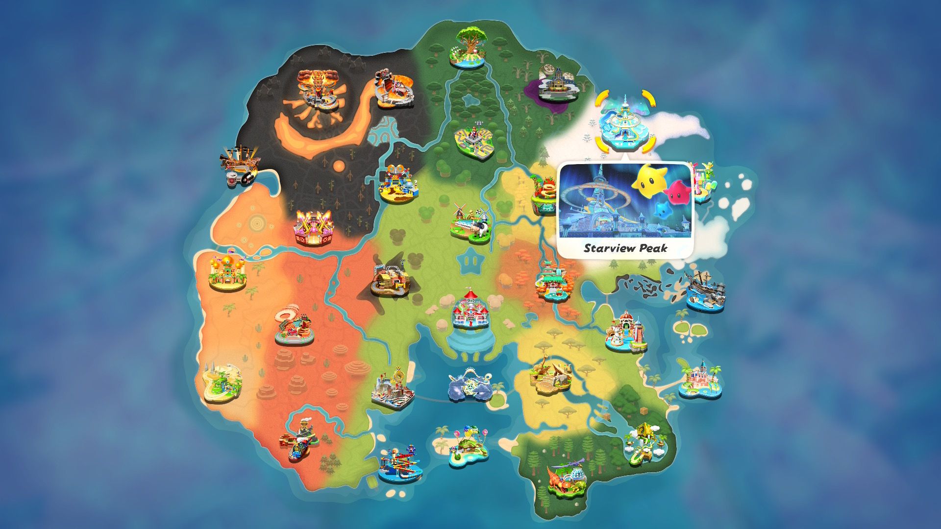 Mario Kart World Starview Peak map