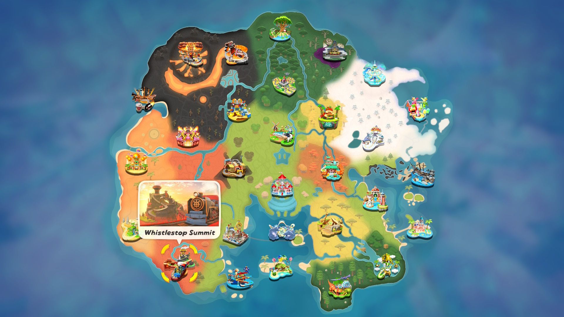 Mario Kart World whistle stop summit map