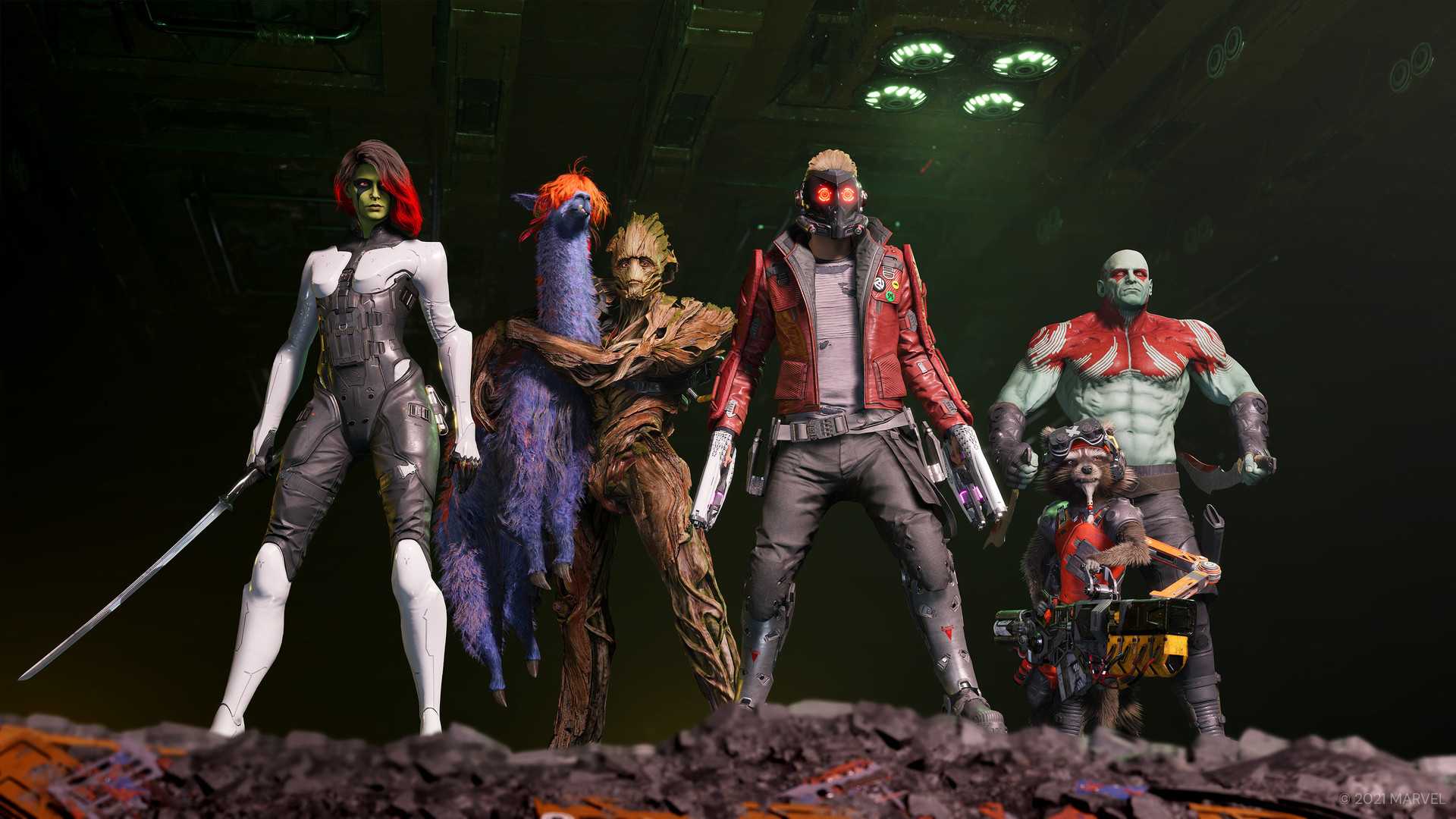 marvel's GOTG the whole squad standing