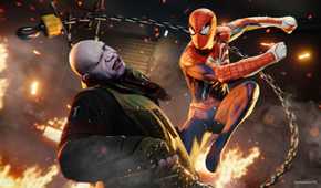 Spider-Man punching tombstone in 2018's Spider-Man game by Insomniac.