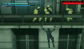 A screenshot of gameplay for Metal Gear Solid: The Twin Snakes