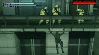 A screenshot of gameplay for Metal Gear Solid: The Twin Snakes