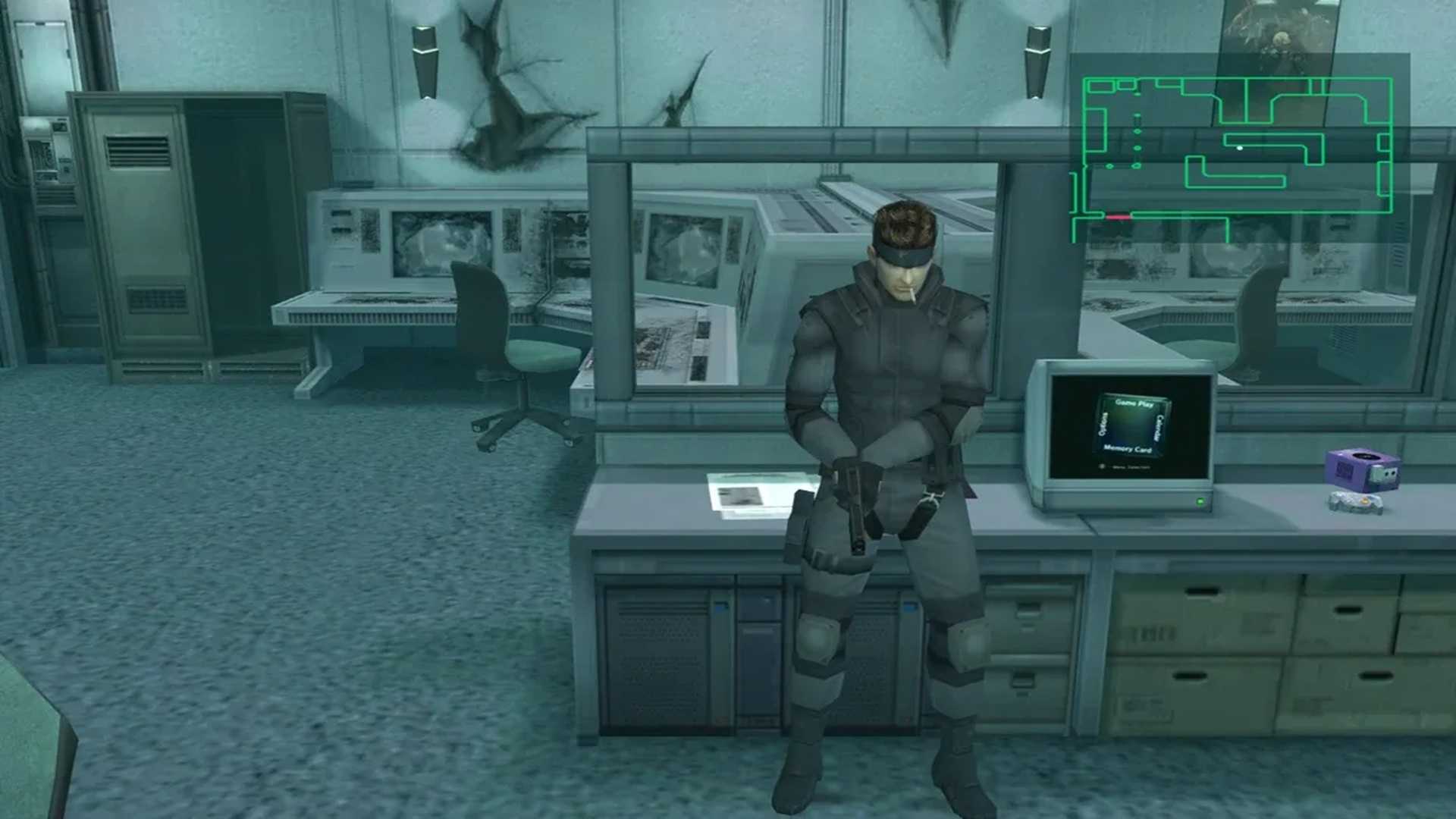A screenshot of gameplay for Metal Gear Solid: The Twin Snakes