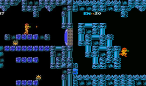 A cold room with blue floors in Metroid