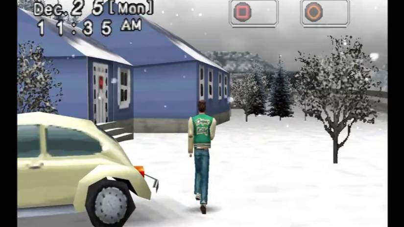 Mizzura Falls snowy area with a house and car