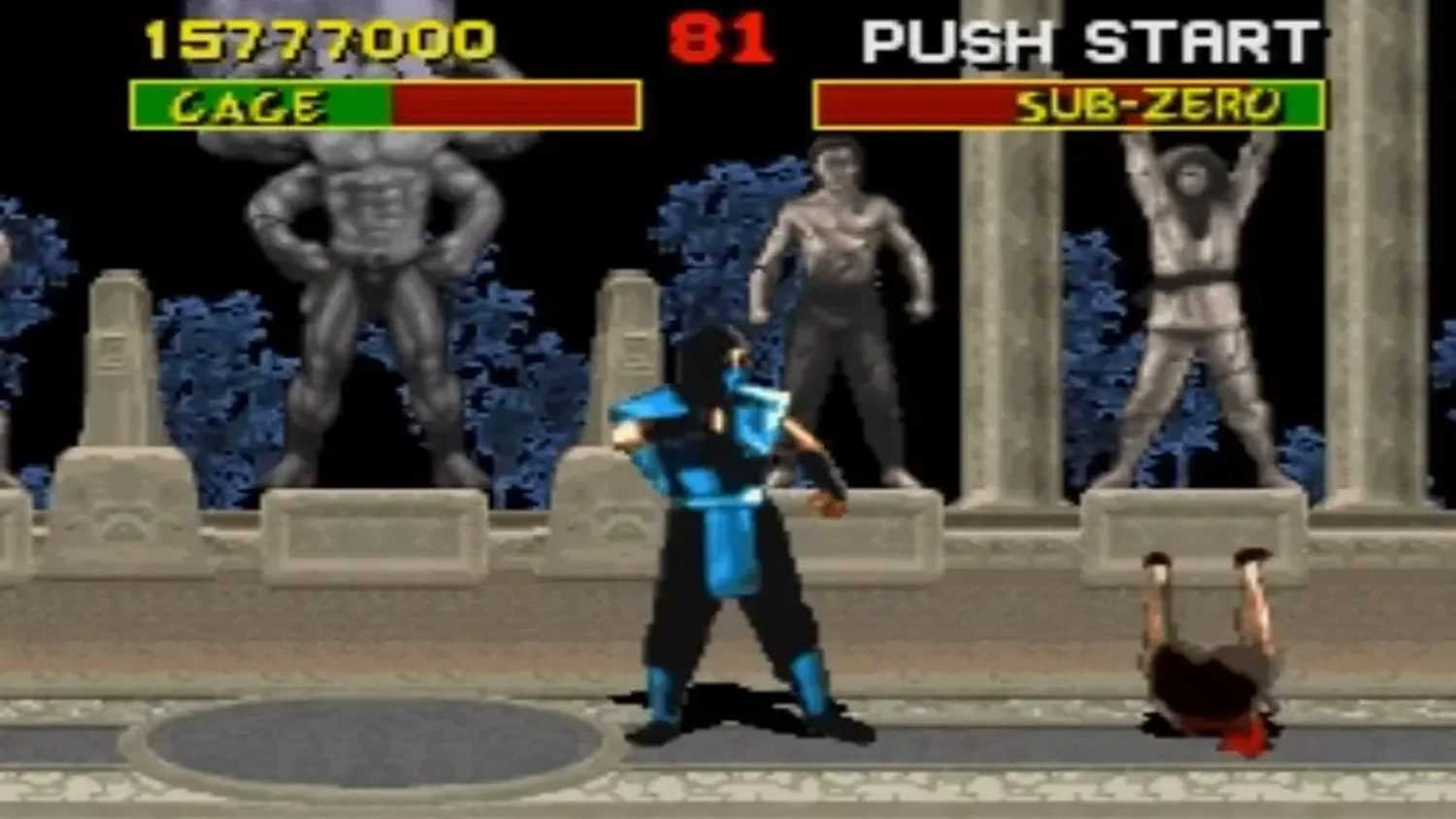 A screenshot of gameplay from Mortal Kombat on SNES.