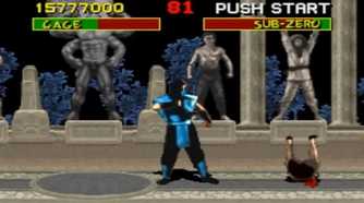 A screenshot of gameplay from Mortal Kombat on SNES.
