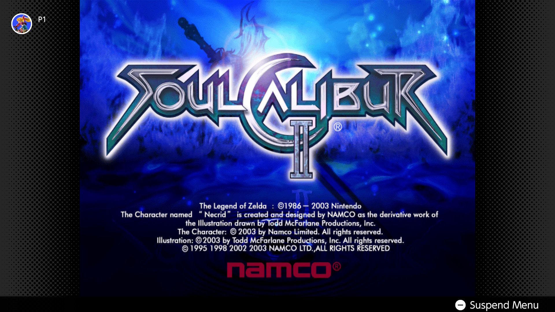 NSO Soul Calibur 2 start screen