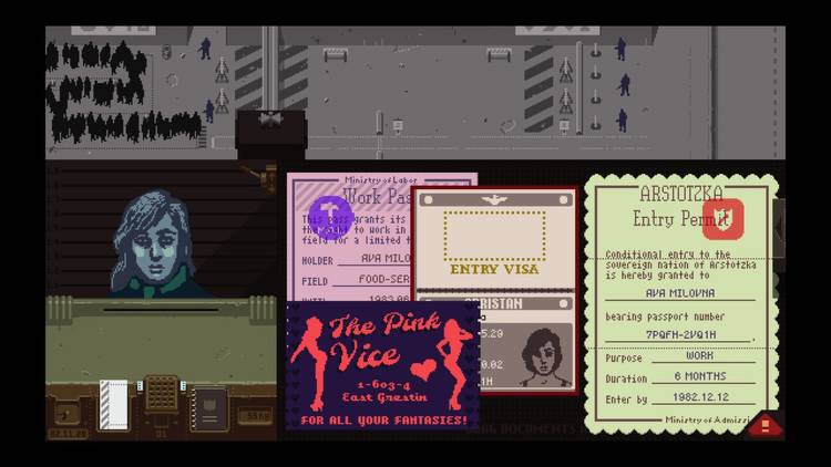 papers please work permit and business card