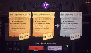 Peglin ball upgrade screen showing the lightning ball