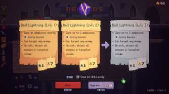 Peglin ball upgrade screen showing the lightning ball