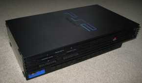 A picture of the first model of the PlayStation 2