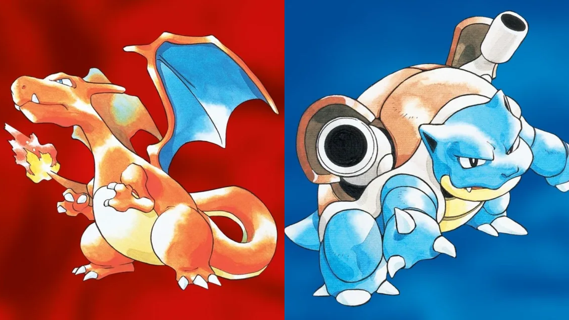 The cover art of Pokemon red and blue