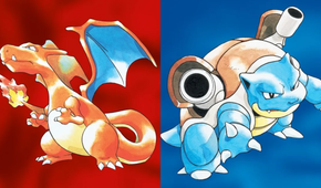 The cover art of Pokemon red and blue