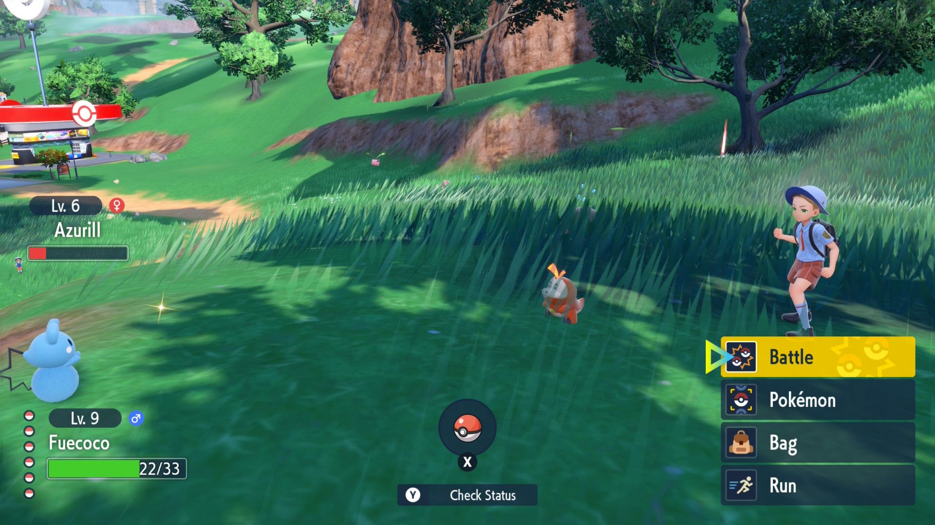 Pokémon Scarlet battle with a wild Pokémon 