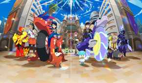 Pokémon Scarlet and Violet key art featuring the legendary creatures